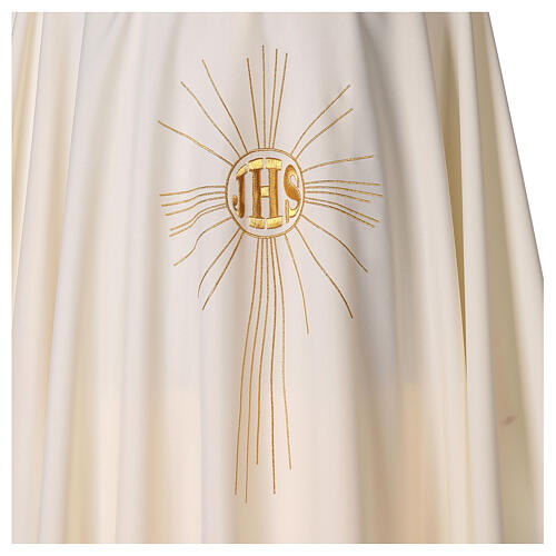 Chasuble in polyester crepe with rays and JHS symbol 2