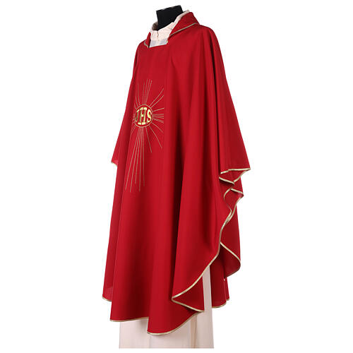 Chasuble in polyester crepe with rays and JHS symbol 7