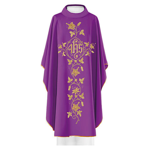 Chasuble liturgique IHS en polyester 1