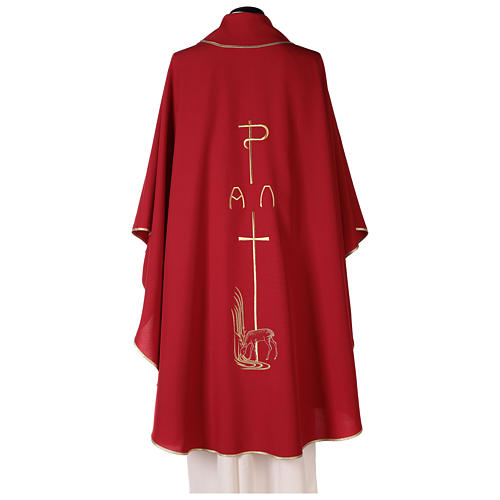 Chasuble toile polyester Chi-Rho croix cerf 5