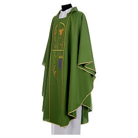 Liturgical Chasuble in 100% polyester Chi-Rho, grapes, ears of wheat