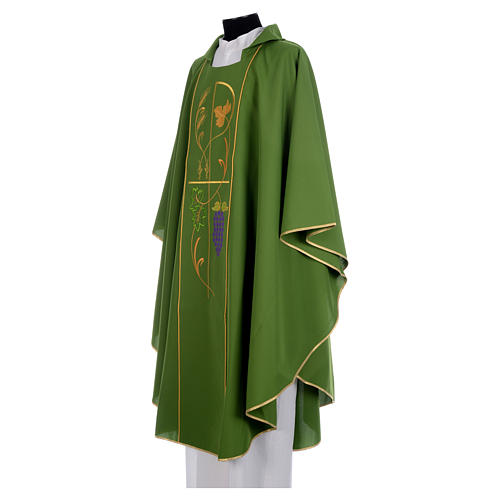 Liturgical Chasuble in 100% polyester Chi-Rho, grapes, ears of wheat 2