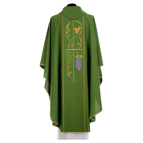 Liturgical Chasuble in 100% polyester Chi-Rho, grapes, ears of wheat 3