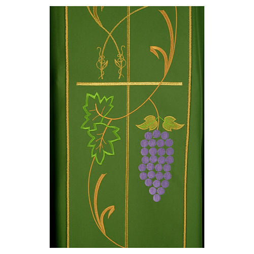 Chasuble prêtre 100% polyester Chi-Rho raisin épis 4