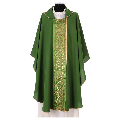 Chasuble with galloon on the front in Vatican fabric, 100% polyester 3