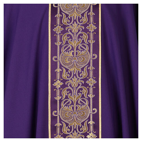 Chasuble with galloon on the front in Vatican fabric, 100% polyester 6