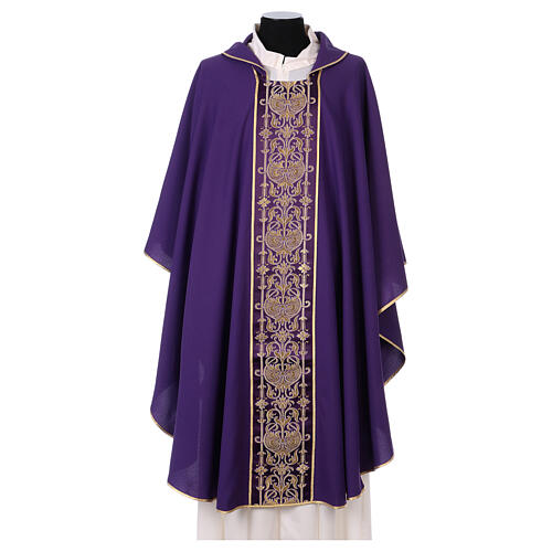 Chasuble with galloon on the front in Vatican fabric, 100% polyester 7