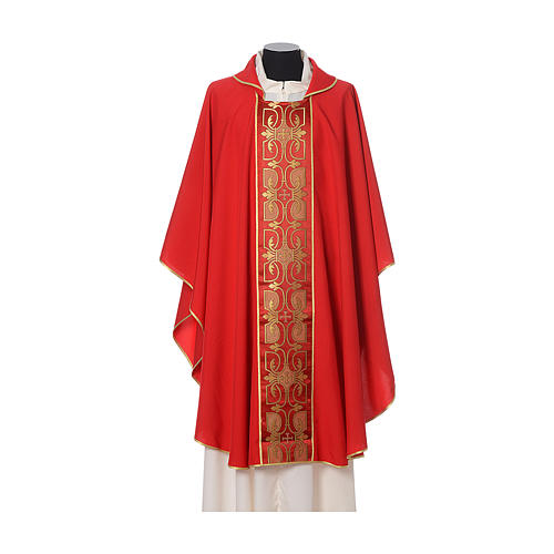 Chasuble in Vatican fabric with galloon on the front 4