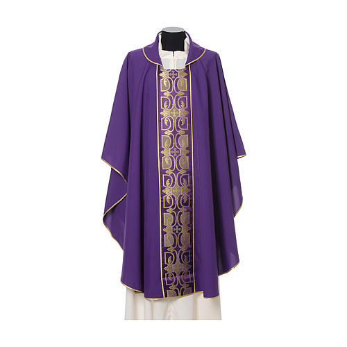 Chasuble in Vatican fabric with galloon on the front 7
