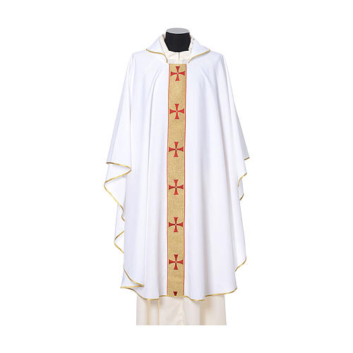 Chasuble with embroidered crosses on front in Vatican fabric, 100% polyester 6