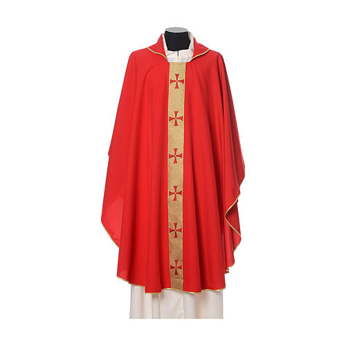 Chasuble bord croix avant tissu Vatican 100% polyester 4