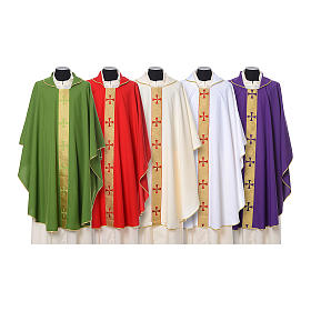 Casula bordo croci davanti tessuto Vatican 100% poliestere