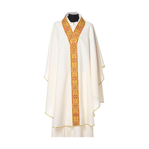 Chasuble with V neckline and decoration on front and back, 100% polyester 5