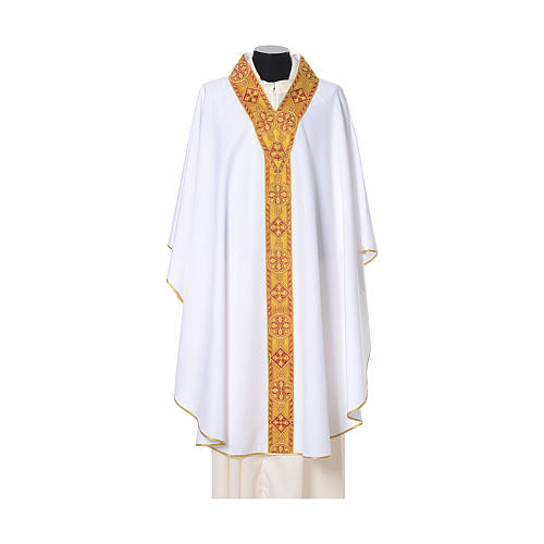 Chasuble with V neckline and decoration on front and back, 100% polyester 6