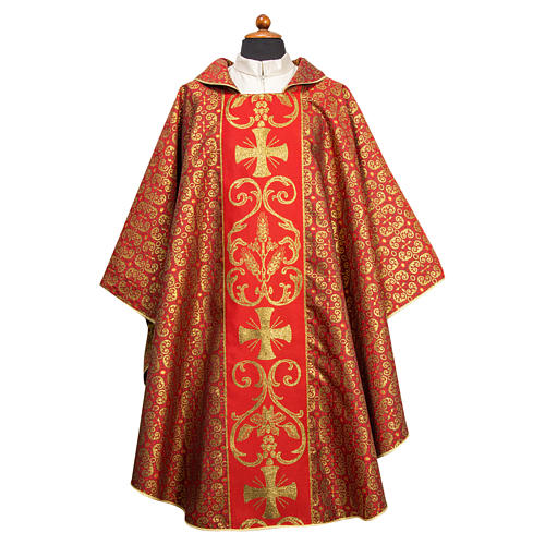 Chasuble with crosses in Damask fabric 1
