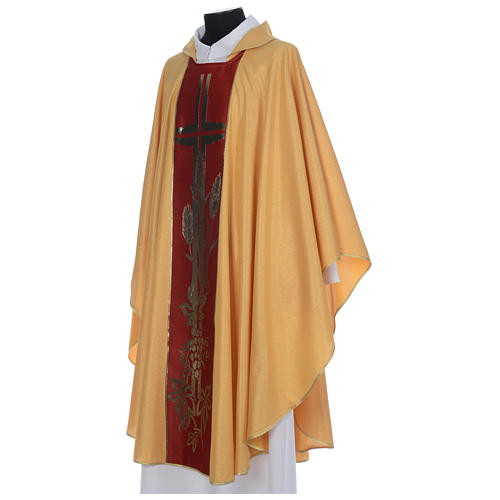 Chasuble dorée tissu or faille de laine 2