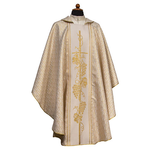 Chasuble with cross and grapes in Damask fabric 1