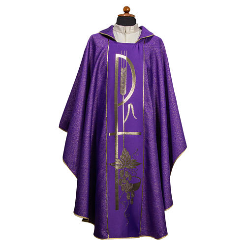Chasuble with Chi-Rho symbol in Damask fabric 1