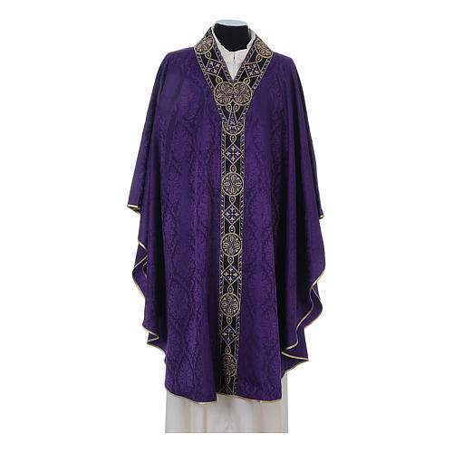 Catholic Priest Chasuble in damask sable 6