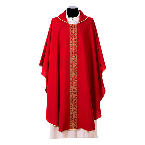 Priest Chasuble with front and back gold orphrey in Vatican fabric, 100% polyester 4