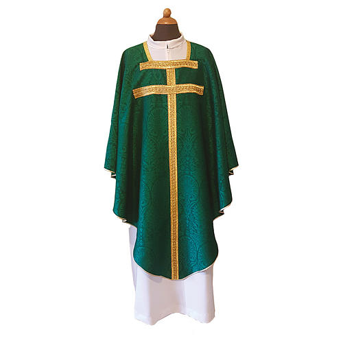 Chasuble in Damask fabric with galloon 1
