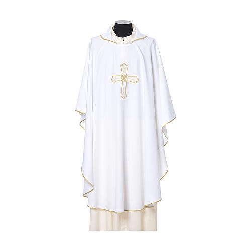 Catholic Priest Chasuble with cross and flower embroidered on front and back, Vatican fabric 6