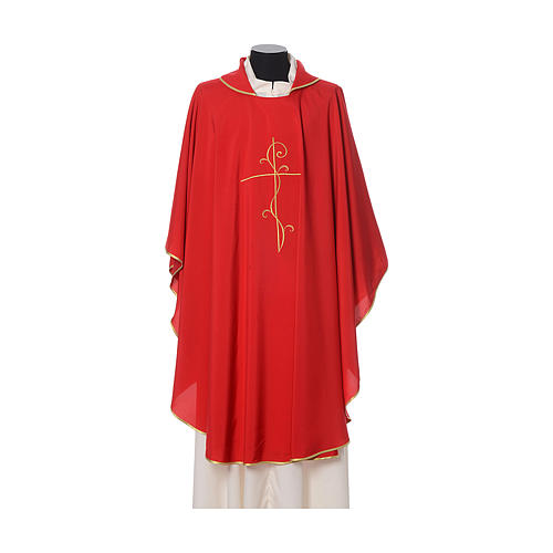 Casulla tejido super liviano Vatican poliéster bordado cruz delante detrás 4