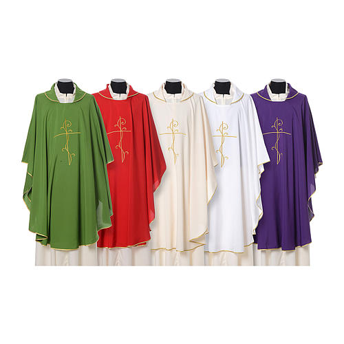 Chasuble tissu super léger Vatican polyester broderie croix avant arrière 1