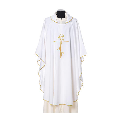 Chasuble tissu super léger Vatican polyester broderie croix avant arrière 6