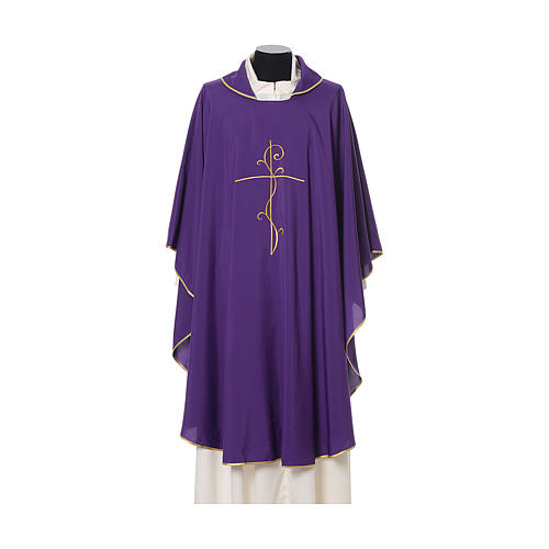 Chasuble tissu super léger Vatican polyester broderie croix avant arrière 7