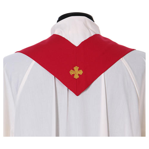 Casulla bordado cruz JHS delante detrás tejido Vatican 100% poliéster 5