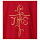 Casulla bordado cruz JHS delante detrás tejido Vatican 100% poliéster s2