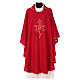 Chasuble broderie croix IHS avant arrière tissu Vatican 100% polyester s1