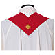 Chasuble broderie croix IHS avant arrière tissu Vatican 100% polyester s5