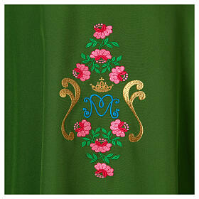 Casula Mariana ricamo rose davanti dietro tessuto Vatican 100% poliestere