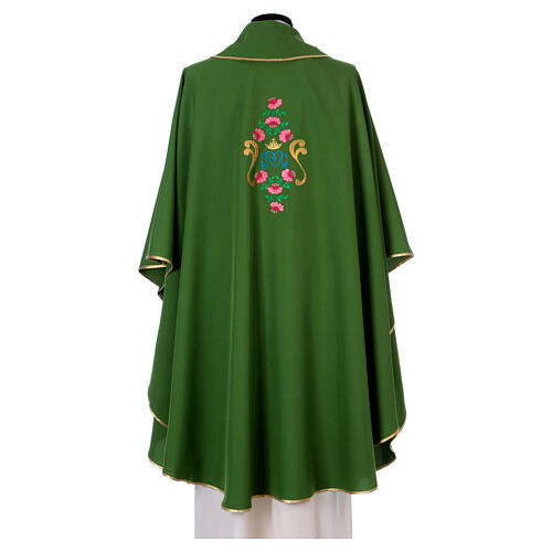 Casula Mariana ricamo rose davanti dietro tessuto Vatican 100% poliestere 9