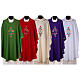 Casula Mariana ricamo rose davanti dietro tessuto Vatican 100% poliestere s1