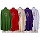 Casula Mariana ricamo rose davanti dietro tessuto Vatican 100% poliestere s8