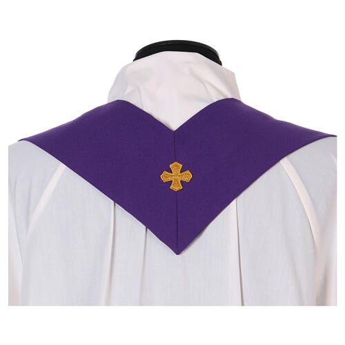 Marian Chasuble with embroidered pink roses on both sides, Vatican fabric, 100% polyester 11