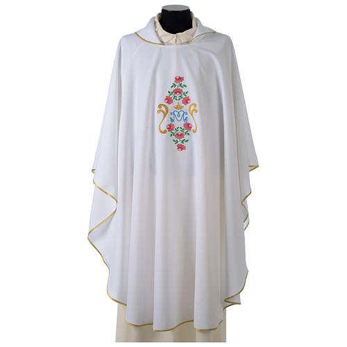Chasuble with rose decoration on front and back in Vatican 100% polyester 7