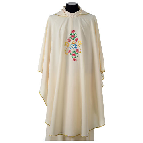 Chasuble with rose decoration on front and back in Vatican 100% polyester 1