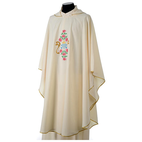 Chasuble with rose decoration on front and back in Vatican 100% polyester 3