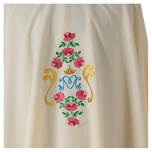 Chasuble tissu ultra lèger Vatican polyester 100% broderie roses avant arrière 2