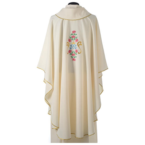 Chasuble with pink roses decoration on front and back in Vatican 100% polyester 4