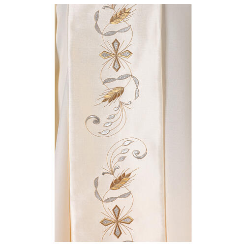 Kasel Stoff Vatican Mittelstab aus Satin goldenen Stickerei 2