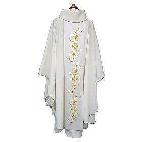 Casullas: Casula estolón raso de algodón bordado delante y detrás 100% poliéster Vatican