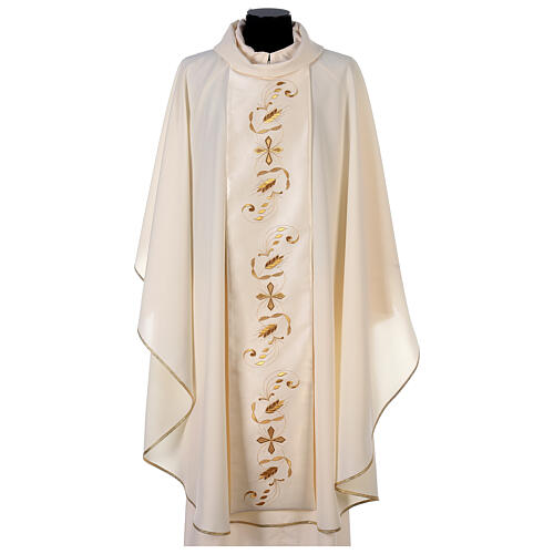 Chasuble with satin orphrey on front and back, ultra lightweight Vatican fabric 1