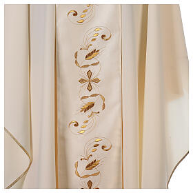 Chasuble tissu Vatican polyester bande centrale satin avant arrière