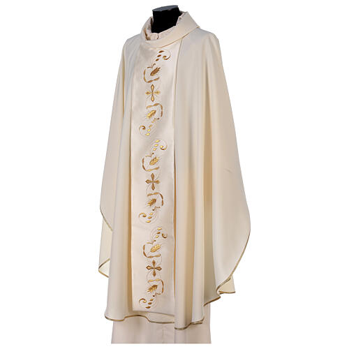 Gothic Chasuble with Roll Collar with satin orphrey on front and back, ultra lightweight Vatican fabric 4