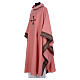 Pink chasuble in 100% polyester with inserts in fabric and embroidered cross Gamma s2
